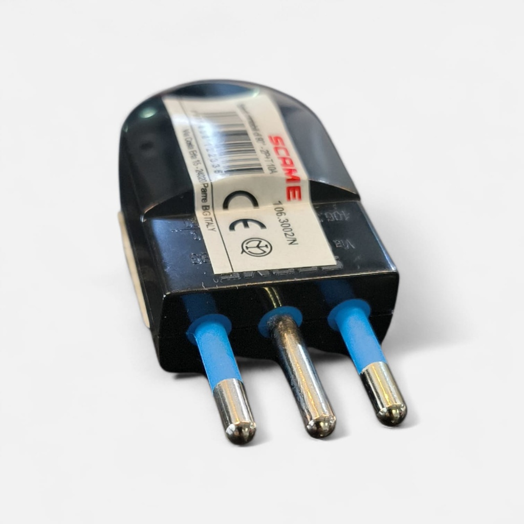 [SCAME 1063000] Enchufe  Macho Volante Convert 2P+T 10 Amp NEGRO