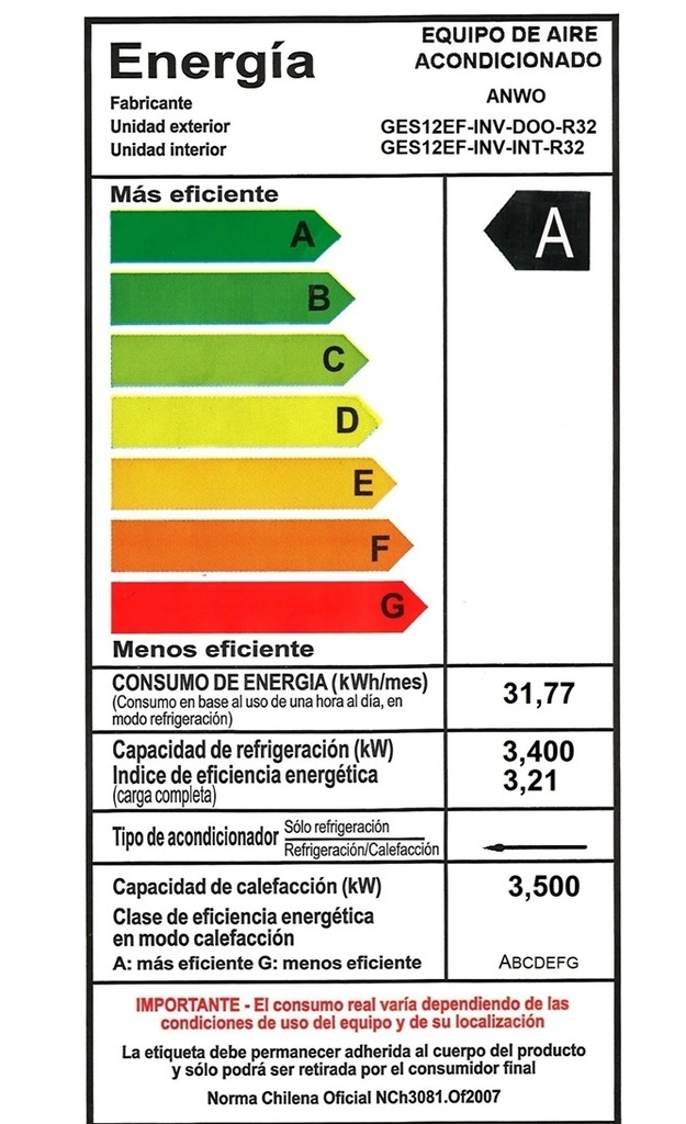 GES9ECOFLOW-R32EQUIPO AIRE ACONDICIONADO SPLIT MURO ECOFLOW 9.000 BTUH INVERTER R32