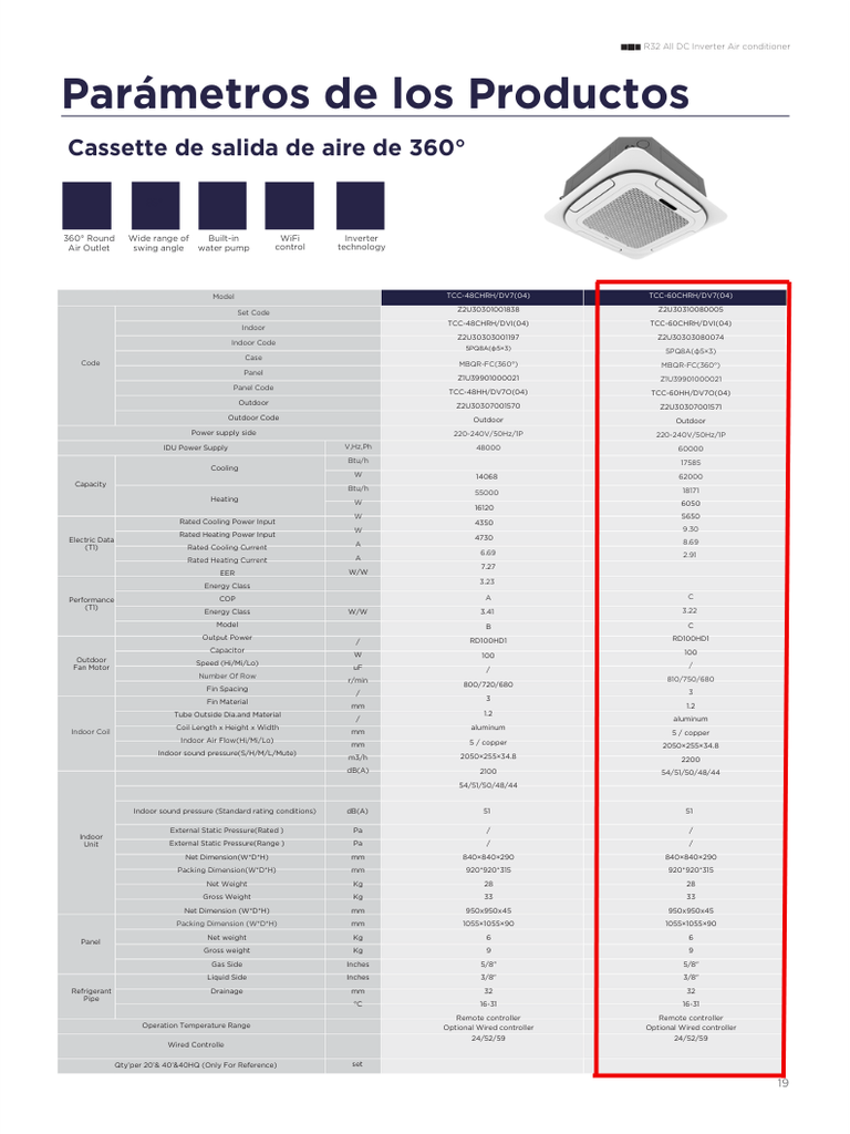 Aire Acondicionado Inverter TCL Cassette 60000BTU