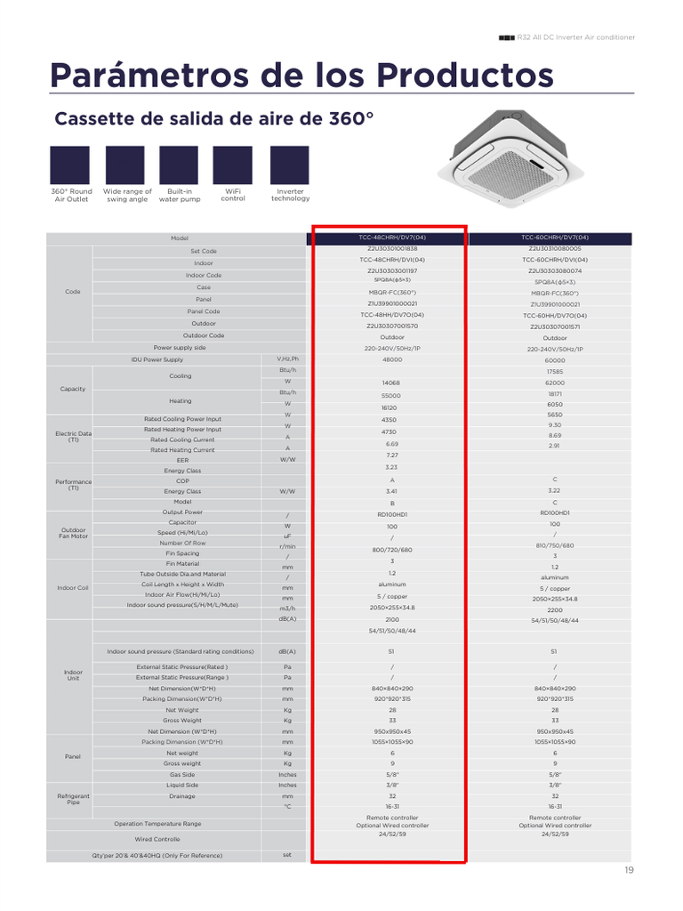 Aire Acondicionado Inverter TCL Cassette 48000BTU