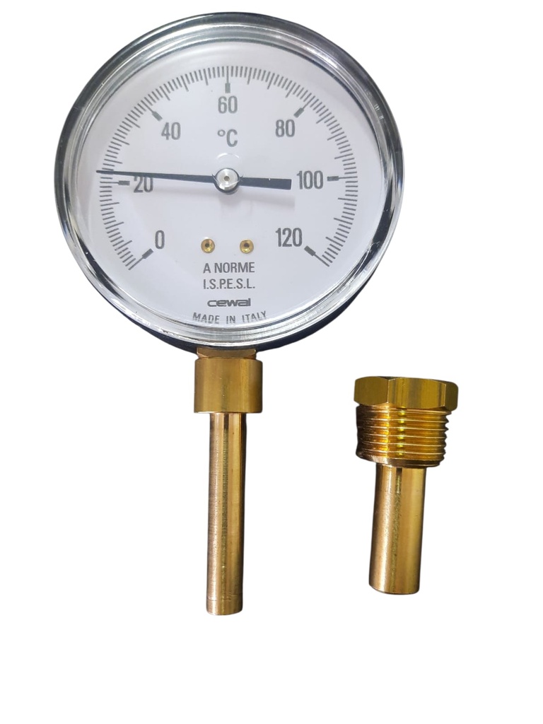 TERMOMETRO BIMETALICO C/ Vaina De Inmersión 0-120º C (Grande)
