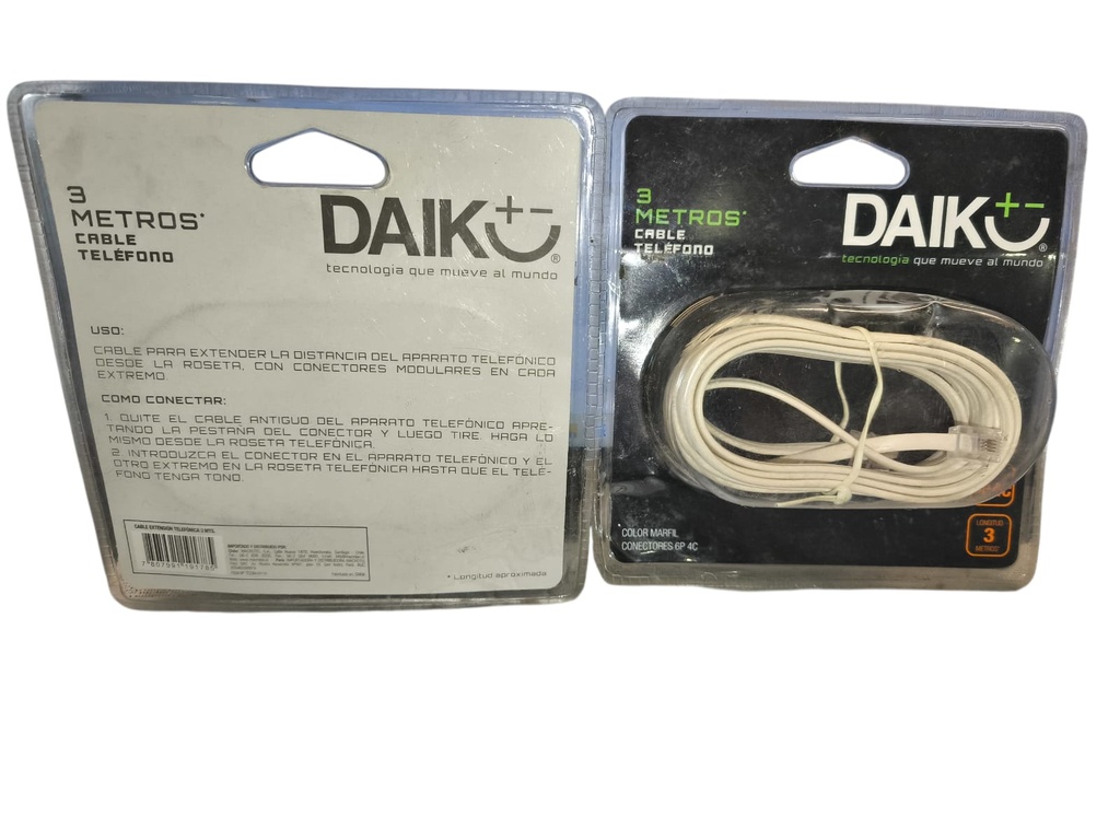 Cable telefónico Daiko 3 mts