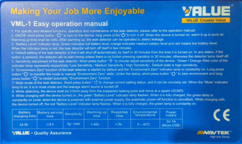 DETECTOR DE FUGAS VALUE