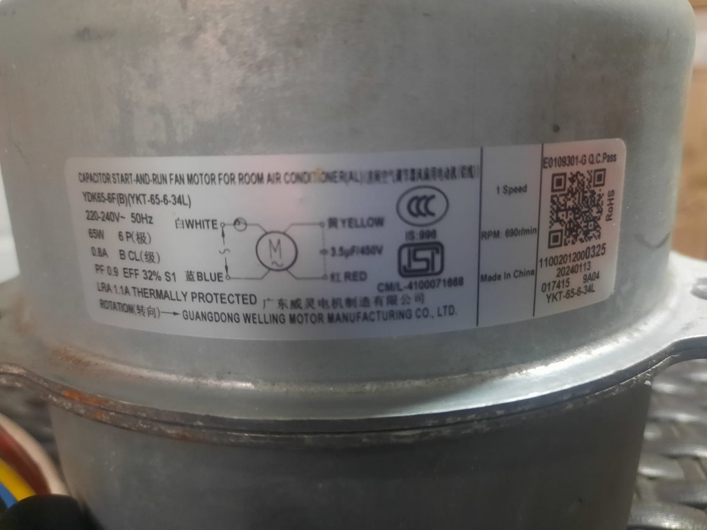 REPUESTO Motor ventilador YKT 45-6-6