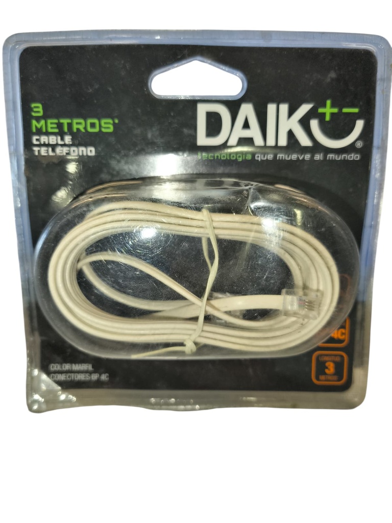 Cable Telefonico 3 Mts Daiko