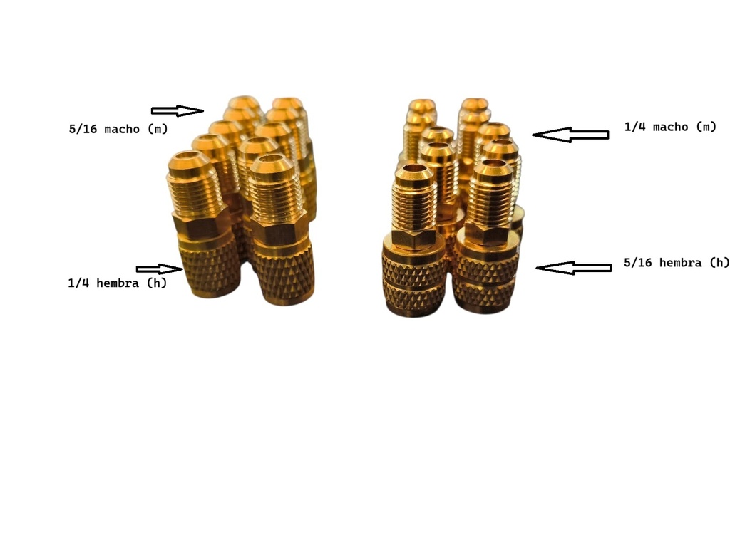 Adaptador  1/4" M (R22) x 5/16" H (R410) GENERICO