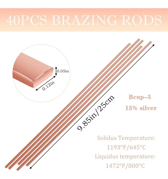VARILLA SOLDADURA 15 % PLATA 25 cm de largo