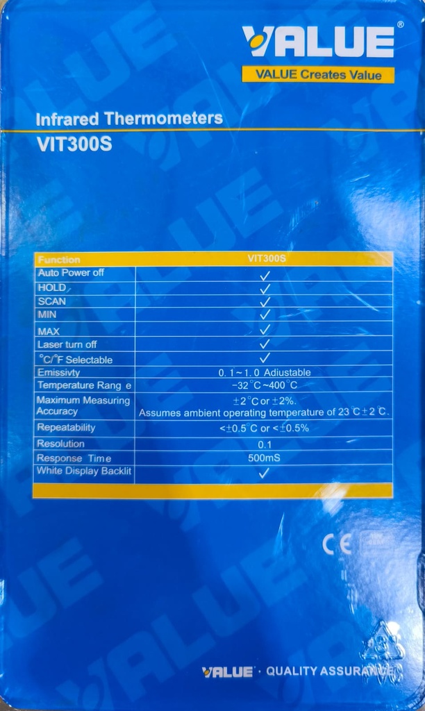 TERMOMETRO DIGITAL INFRAROJO VALUE VIT-300S