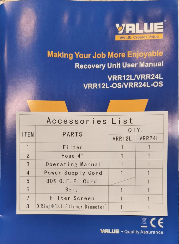 Recuperadora de Gas Refrigerante VALUE VRR12L-OS