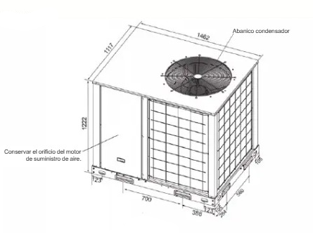 TRANE Rooftop, Heat Pump, descarga horizontal, R410, 10 Ton, 380/415V-3N-50Hz