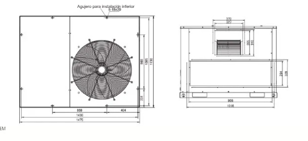 TRANE Rooftop, Heat Pump, descarga horizontal, R410, 5 Ton, 380/415V-3N-50Hz