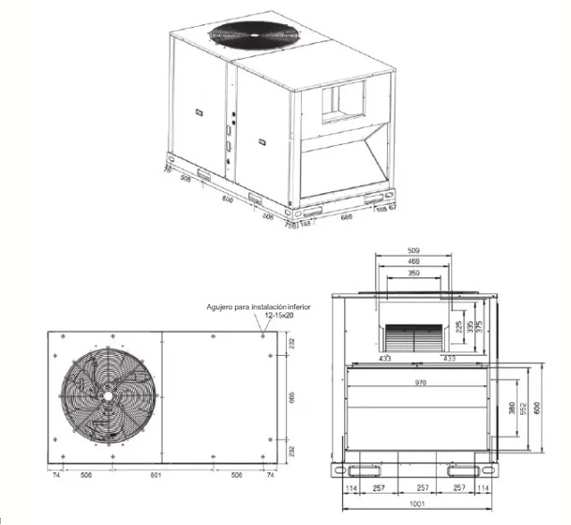 TRANE Rooftop, Heat Pump, descarga horizontal, R410, 10 Ton, 380/415V-3N-50Hz