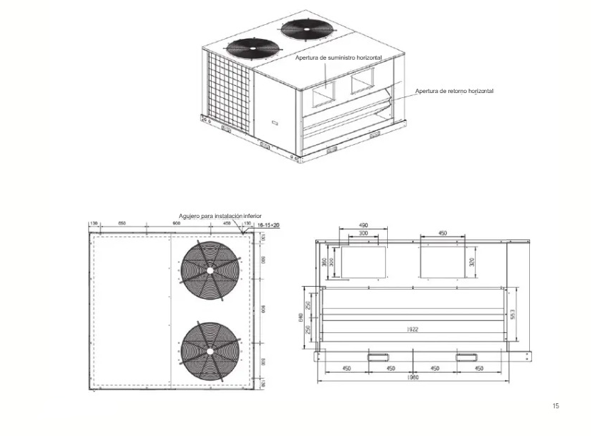 TRANE Rooftop, Heat Pump, descarga horizontal, R410, 30 Ton, 380/415V-3N-50Hz