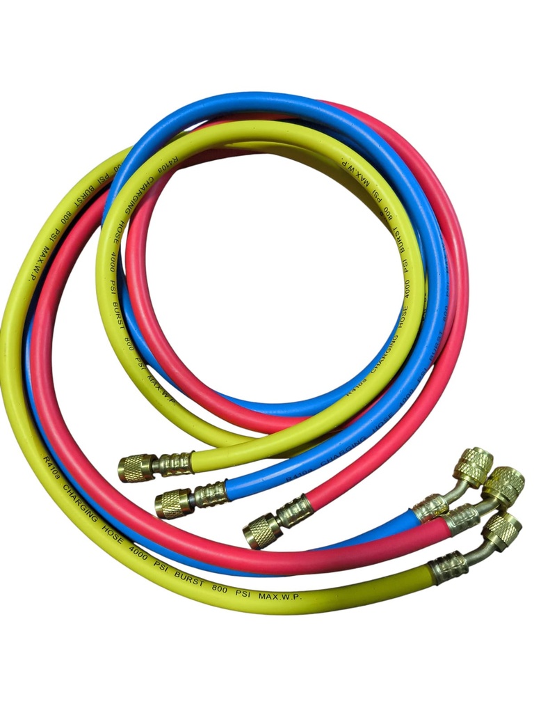 JUEGO DE MANGUERAS MANOMETRO ABLTEK 60"(150 CM) 800-4000 PACK DE 3 MANGUERAS ROJA-AMARILLA-AZUL