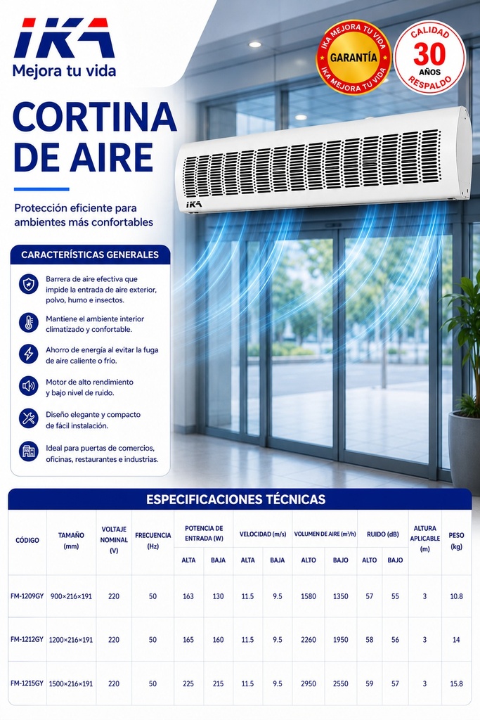 Cortina de Aire Solo Frio 120CM monofásica - IKA