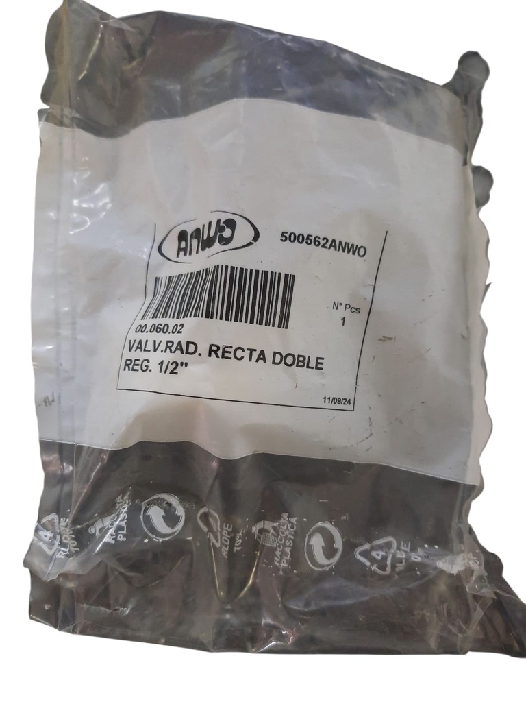 VALVULA RADIADOR RECTA DOBLE REG. 1/2