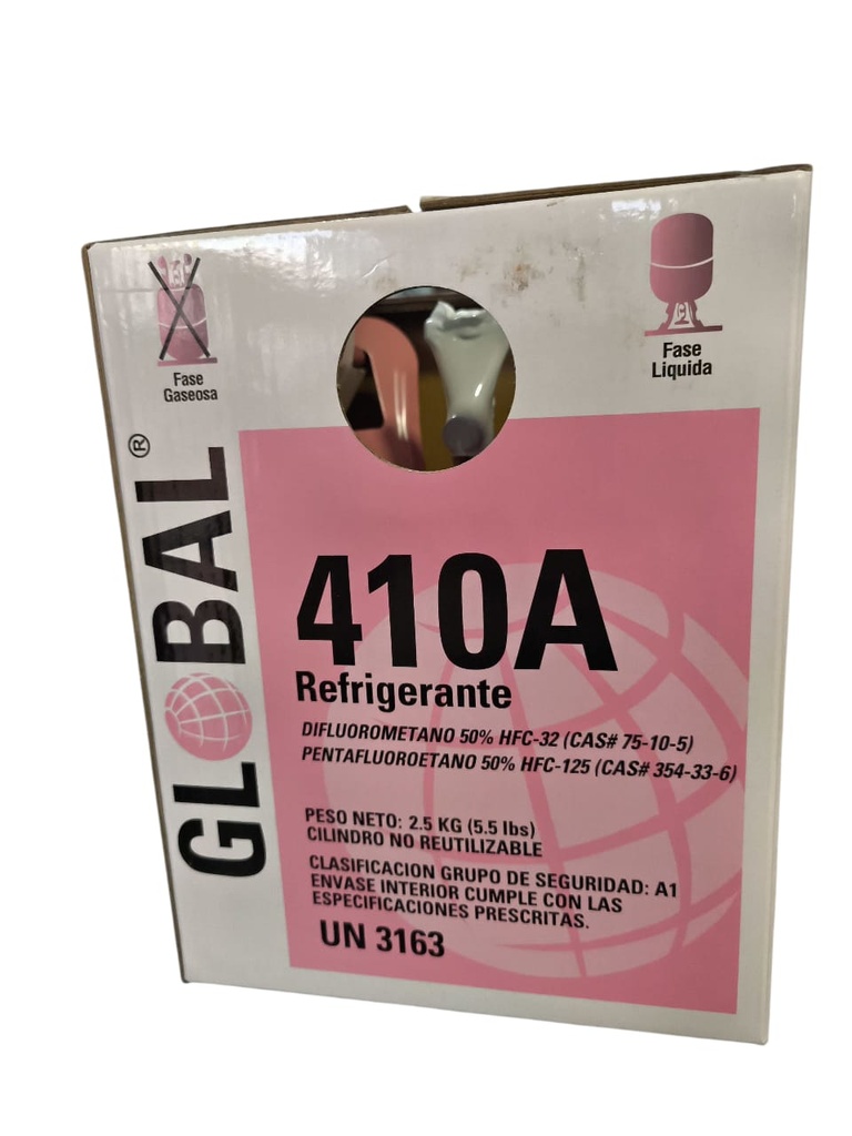 REFRIGERANTE GLOBAL R410, CILINDRO 2,5 KG