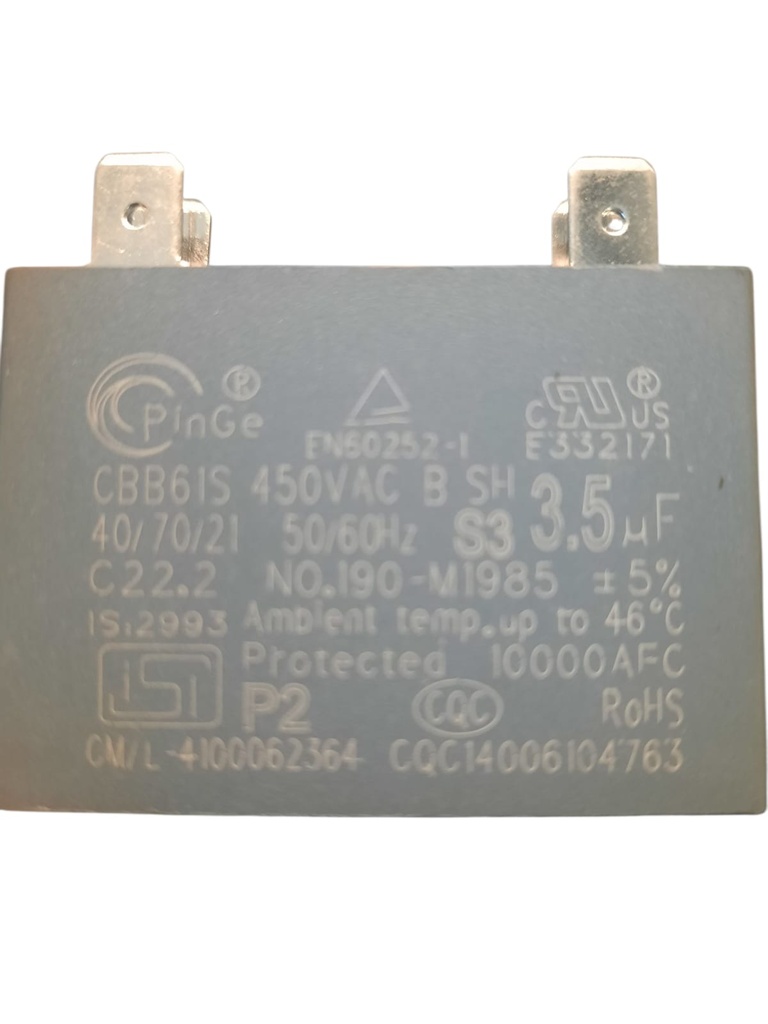 CAPACITOR PERMANTENTE CUADRADO 3,5 MFD 450 VAC