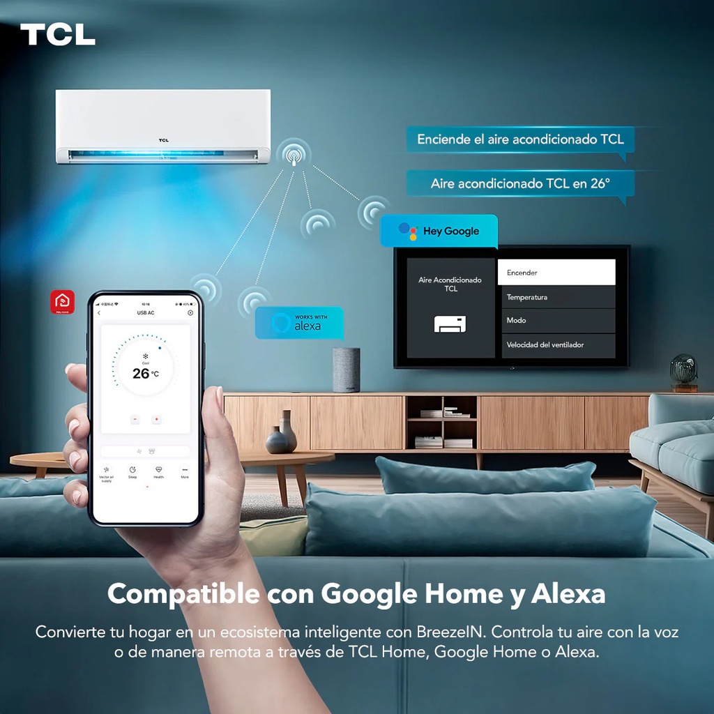 TCL MODELO BREEZEIN 2.0 AIRE ACONDICIONADO SPLIT 9000 BTU INVERTER FRIO/CALOR R32