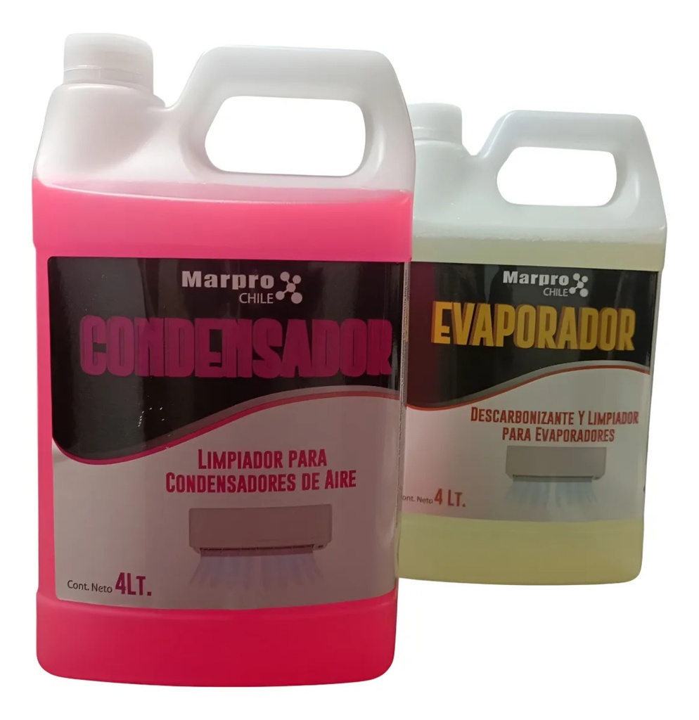 Kit Liquidos Limpiadores para Aire acondicionado 4 Litros c/u Marpro.