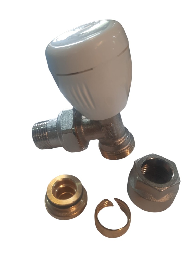 ACCESORIO RADIADOR -KIT VALVULA ANGULAR 1/2" DOBLE REGULACION CON EUROKONO