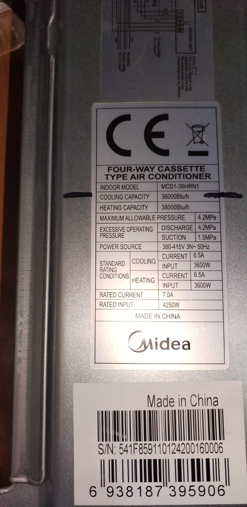 REPUESTO Tarjeta de control equipo cassette 36k Midea