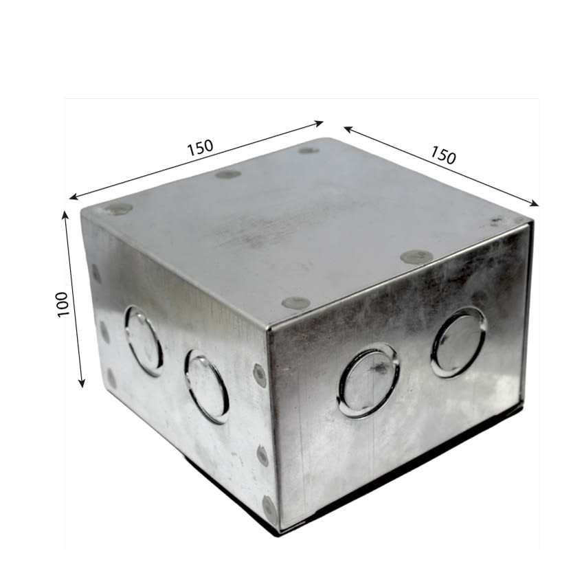 Caja Pre-Galvanizada pre-Picada 150 x 150 x 100 mm TAPA Y EMPQ