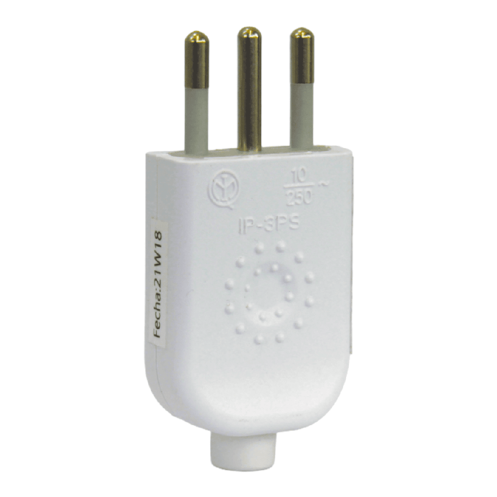 Enchufe Macho Blanco 2P+T 10 Amp 250v bco