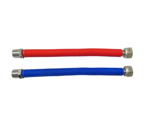 Kit Conexion Flexible Extensible FM 1/2" 25-50CM AC Inox Cubierta PVC Rojo - Azul Calefacción ANWO