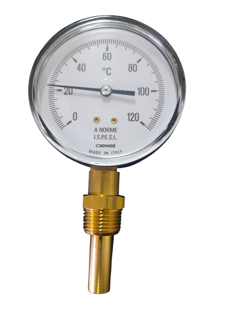 TERMOMETRO BIMETALICO C/ Vaina De Inmersión 0-120º C (Grande)