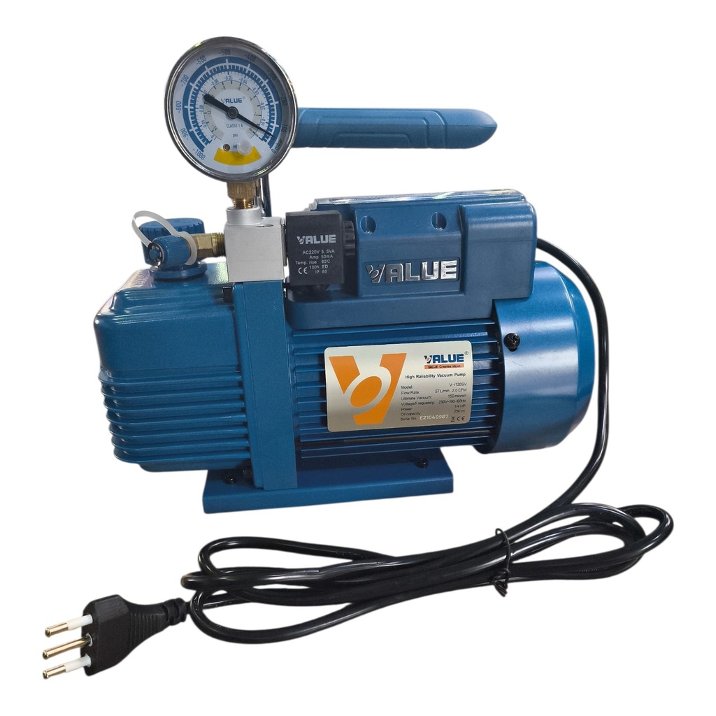 Bomba de Vacio 2 CFM 1 Etapas. VALUE V-I120SV/SELENOIDE