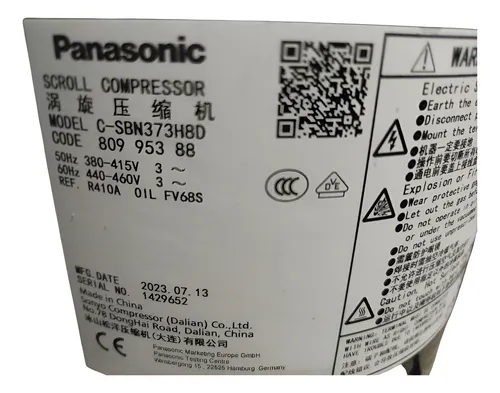 Compresor Panasonic Scroll 60.000btu On Off 380v R410a