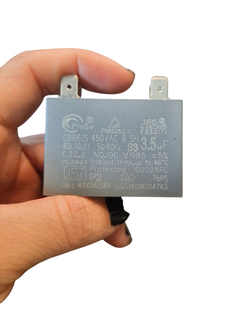 CAPACITOR PERMANTENTE CUADRADO 3,5 MFD 450 VAC