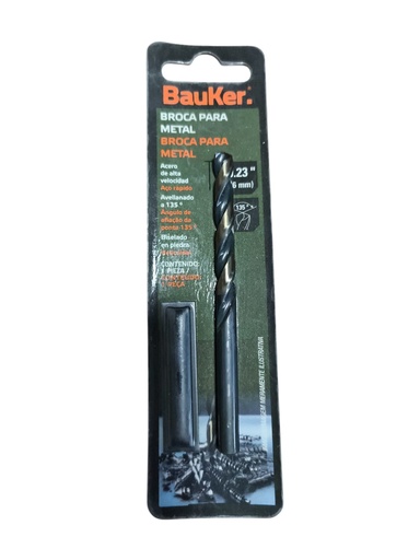 Broca para metal 6mm / 0,23" Bauker