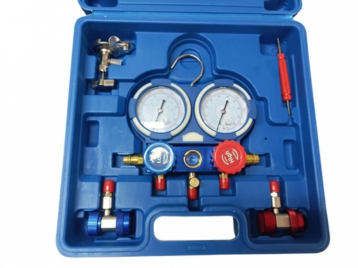 [MT-GMNMAL] MANOMETRO Génerico Manifold acoples  (Maleta Azul)