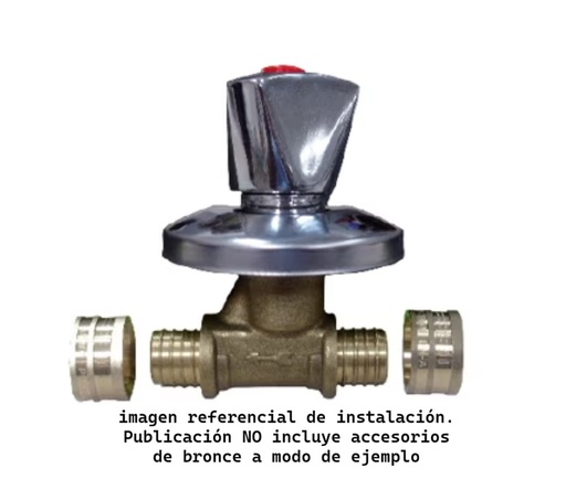 [05.061.20DZR] Llave de paso con tapa embellecedor cromado PEX 20