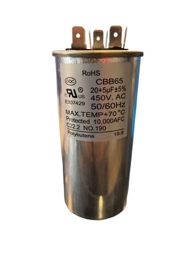 Capacitor de partida Duo 20UF 450VAC + 5 UF